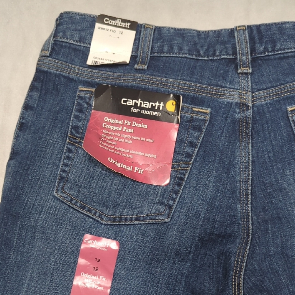 NEW Carhartt Original Fit Mid Rise Cropped‎ Pant Women's Size 12 Blue